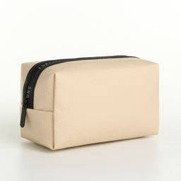 Косметичка на молнии о объёмная, маленькая, бежевая