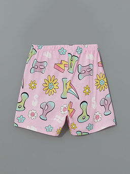 Beli Lastikli Bask?l? K?z ?ocuk Pijama ?ort