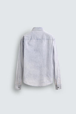 CAMISA RELAXED FIT LAVADA RAYAS / Azul - Zara фото 8