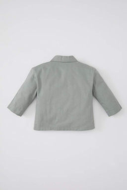 Рубашка из габардина с длинными рукавами и карманами для маленьких девочек - Defacto фото 7