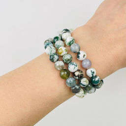 Бусины для украшений из Мохового агата (45 бусин) 38 см