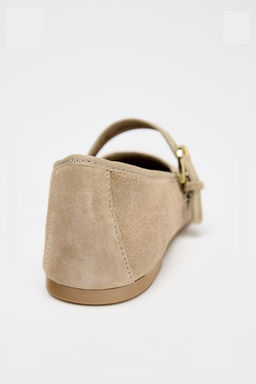 SUEDE STRAP BALLET FLATS - Zara фото 12