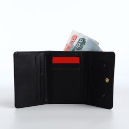 Кошелёк «Цветочек», маленький, для девочки, на кнопке, чёрный