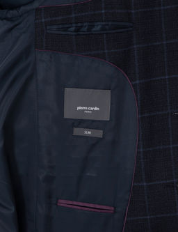 Lacivert Slim Fit Ekose Y_nl_ Tak_m Elbise