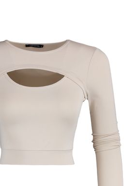 Trendyolmilla Tas Crop Pencere/Cut Out ve Bas Parmak Delik Detayl? Orme Spor Ust/Bluz TWOAW22BZ0481  фото 14
