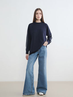 Bisiklet Yaka Oversize Kad?n Sweatshirt Tunik