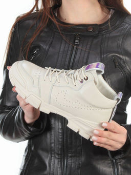 01-REN8-CAX-4-1 BEIGE Ботинки демисезонные женские (натуральная кожа, байка) - Фабричный китай фото 2