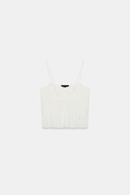 TOP TIRANTES BORDADOS / Blanco - Zara фото 5