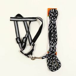 Комплект Плетенка, флуоресцентный, поводок 115 х 1 см, ОГ 32-48 х 1,5 см, чёрный - Пижон фото 7