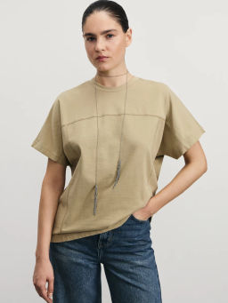 Футболка с декоративными швами из хлопка / Zarina  фото 7