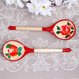 Ложка деревянная «Матрёшка», полубаская, 19×6 см, МИКС