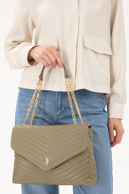 Женская сумка через плечо цвета хаки с цепочкой на ремне Неожиданная скидка в корзине - U.s. polo assn фото 2