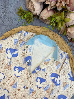 Боди интерлок с длинным рукавом, арт.C-BD132-IT, лисы, голубой - Мамин малыш фото 2