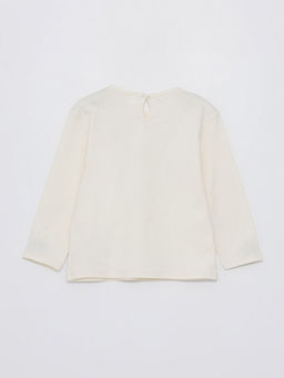 Bisiklet Yaka Uzun Kollu Bask?l? K?z Bebek Ti??rt - Waikiki фото 3