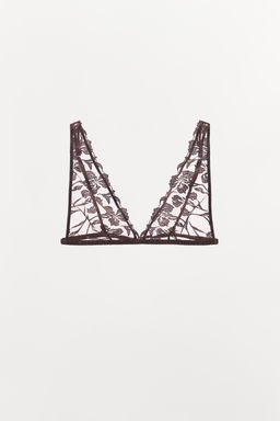 EMBROIDERED LACE TRIANGLE BRALETTE - Zara фото 5
