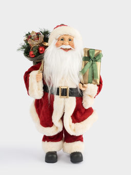 Изделие декоративное, 40 см, мягкое, пластик/полиэстер, Санта с мешком и подарком, New year