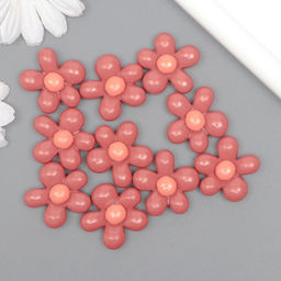 Цена за 10 шт. Декор для творчества пластик Цветок розовый со светло-розовым, 2.8?3?1 см