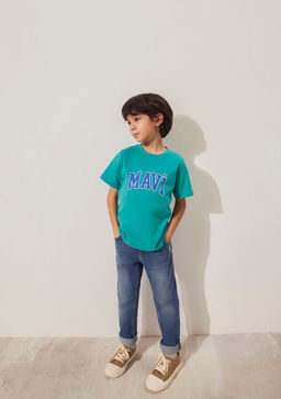 Mavi Logo Bask?l? Yesil Tisort