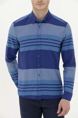 Мужская синяя рубашка с длинным рукавом - U.s. polo assn фото 6