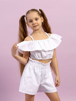 CRB wear / CSJG 90247-20-399 Комплект для девочки (топ, шорты),белый/Ex.Cherubino