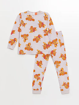 Bisiklet Yaka Uzun Kollu Bask?l? K?z Bebek Pijama Tak?m