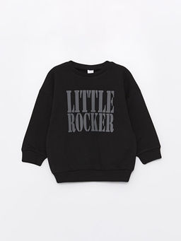 Bisiklet Yaka Uzun Kollu Bask?l? Erkek Bebek Sweatshirt