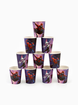 Посуда одноразовая бумажная на 10 персон: стаканы, тарелки, скатерть, Человек Паук