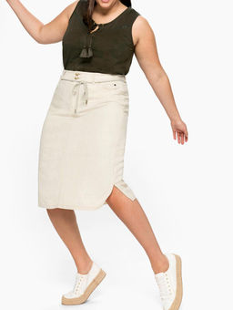 Льняная юбка, бежевая - Sheego фото 5