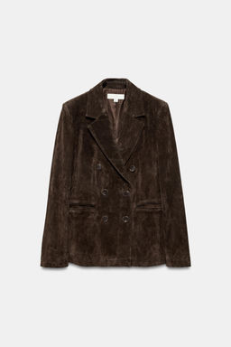 DOUBLE-BREASTED 100% LEATHER SUEDE BLAZER - Zara фото 18