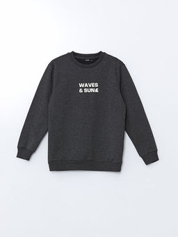 Bisiklet Yaka Bask?l? Erkek ?ocuk Sweatshirt