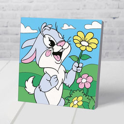 Картина по номерам на подставке Заяц с цветком 15 15 см - Школа талантов фото 4