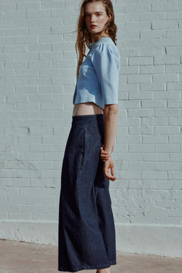 CHAQUETA PUNTO MANGA ABULLONADA / Azul pastel - Zara фото 4