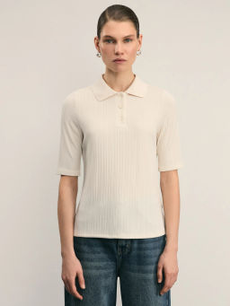 Футболка поло в рубчик / Zarina  фото 3