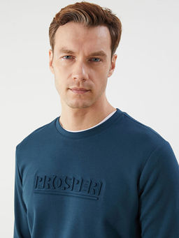 Bisiklet Yaka Bask?l? Erkek Sweatshirt