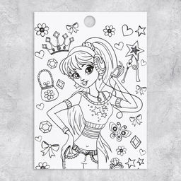 Цена за 10 шт. Наклейки бумажные Подружки, c раскраской на обороте, 11 15,5 см - Арт узор фото 4