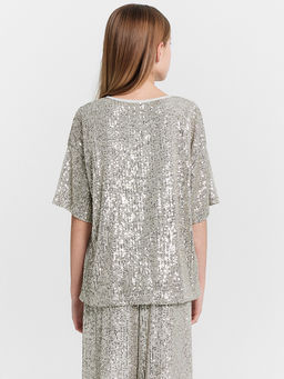 Блузка для девочек серебристая в пайетки - Mark formelle фото 4