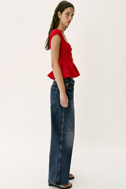 TOP PEPLUM BOTONES / Rojo - Zara фото 4