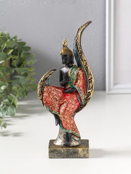 Фигурка полистоун «Будда в ярком одеянии на листе», 4×8.2×19.5 см