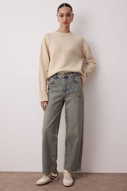Mavi Soluk Efekt Vintage Dusuk Bel Wide Leg TWOSS24JE00147 - Trendyolmilla фото 2