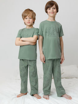 К 1599/весенний зеленый,динозавры пижама дет