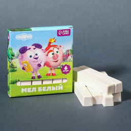 Цена за 8 шт. Мелки белые школьные 6 шт. Смешарики, прямоугольные фото 8