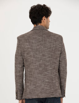 Kahverengi Slim Fit Y_n Kar___ml_ Ceket