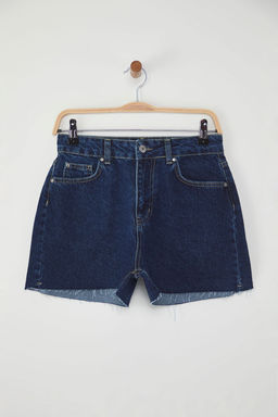 TRENDYOLMILLA Koyu Mavi Paca Kesikli Mini Denim Sort TWOSS25SR00174  фото 6