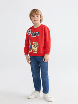 Bisiklet Yaka Paw Patrol Bask?l? Erkek ?ocuk Sweatshirt
