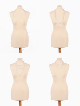 Бусы жемчужные, длинные, d=3.4, 5.6, 8.10, белые в серебре