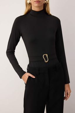 Siyah Fitted/Vucuda Oturan Aksesuar Detayl? C?tc?tl? Esnek Orme Body TWOAW26BD00006 - Trendyolmilla фото 3