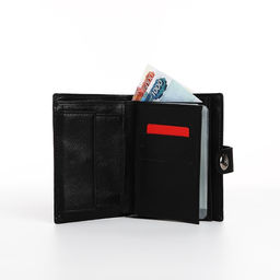 Портмоне мужское 3 в 1 на магните, для купюр, автодокументов и паспорта, цвет чёрный - Simaland фото 6