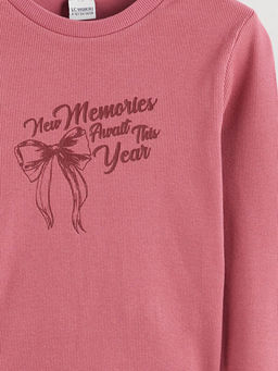 Bisiklet Yaka Bask?l? K?z ?ocuk Ti??rt