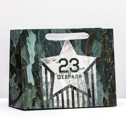 Пакет ламинированный горизонтальный С Днем защитника Отечества!, 23 х 18 х 10 см