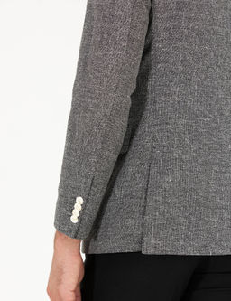 Siyah Slim Fit Keten Kar___ml_ Ceket